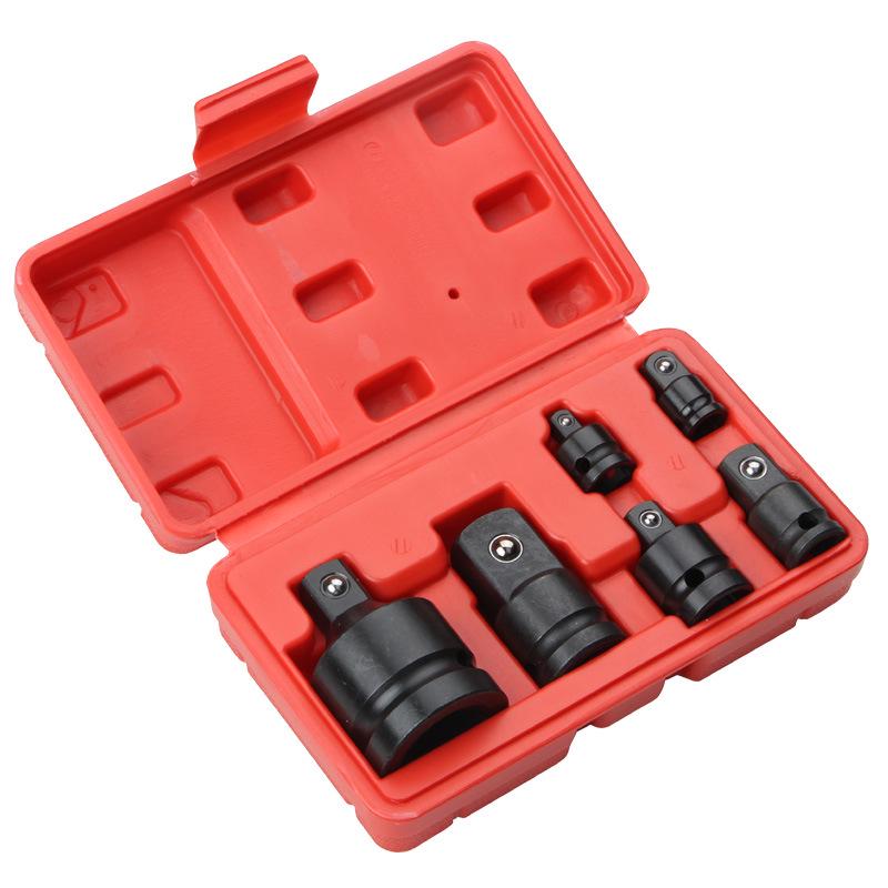 Pneumatic Socket to Square Conversion Joint Set: 1/4", 3/8", 1/2", 3/4", 1" - Black Phosphate Finish.