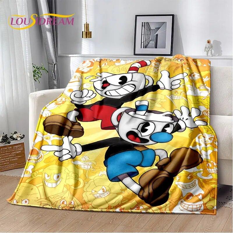 Cuphead and Mugman,Game Gamer Soft Plush Blanket,Flannel Blanket Throw Blanket for Living Room Bedroom Bed Sofa Picnic Cover Kid