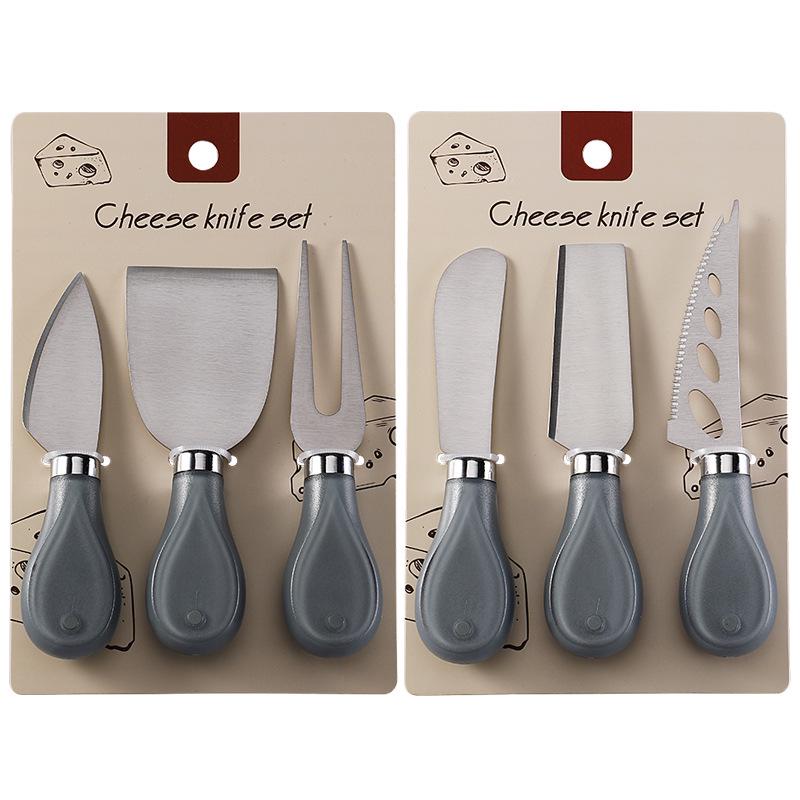 Käsemesser & Gabel Set aus Edelstahl mit Marmeladen-Butterspachtel - 3-teiliges Set