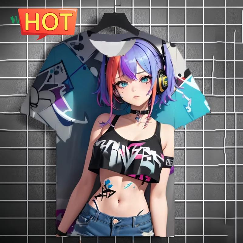 Harajuku  Style Cartoon Anime Printed Men's T-Shirt Summer Outdoor Men's Clothing Tide Girls Pattern Men Tops Short Sleeve Tee