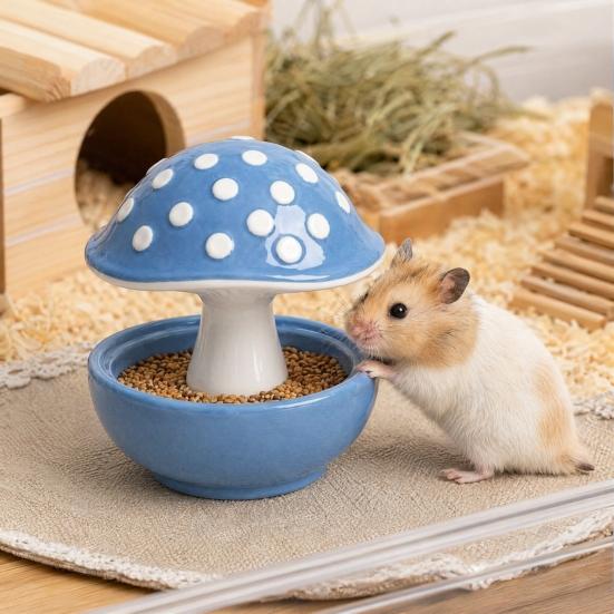 Jijijing Mushroom Bird Feeding Bowl, No Mess Pet Cage Feeder, Covered Food or Water Bowl for Small Animals Budgie Cockatiel Hamster