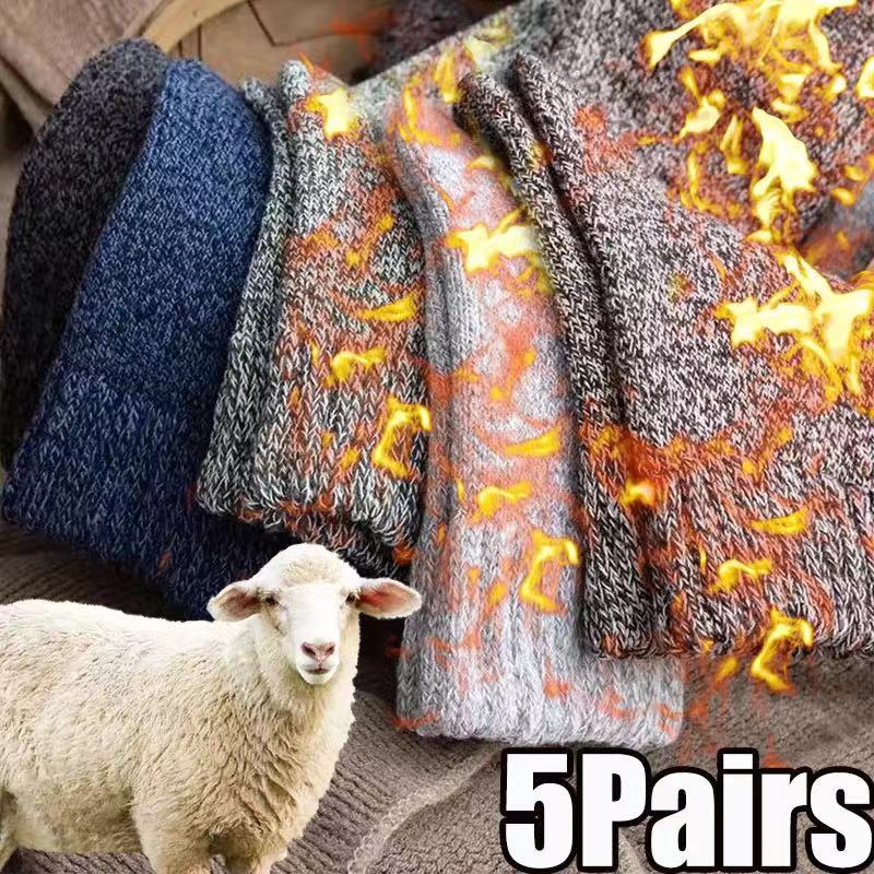 5 paires de chaussettes chaudes d'hiver en laine pour hommes et femmes, chaussettes Super plus épaisses et solides, en laine mérinos contre le froid et la neige, en éponge
