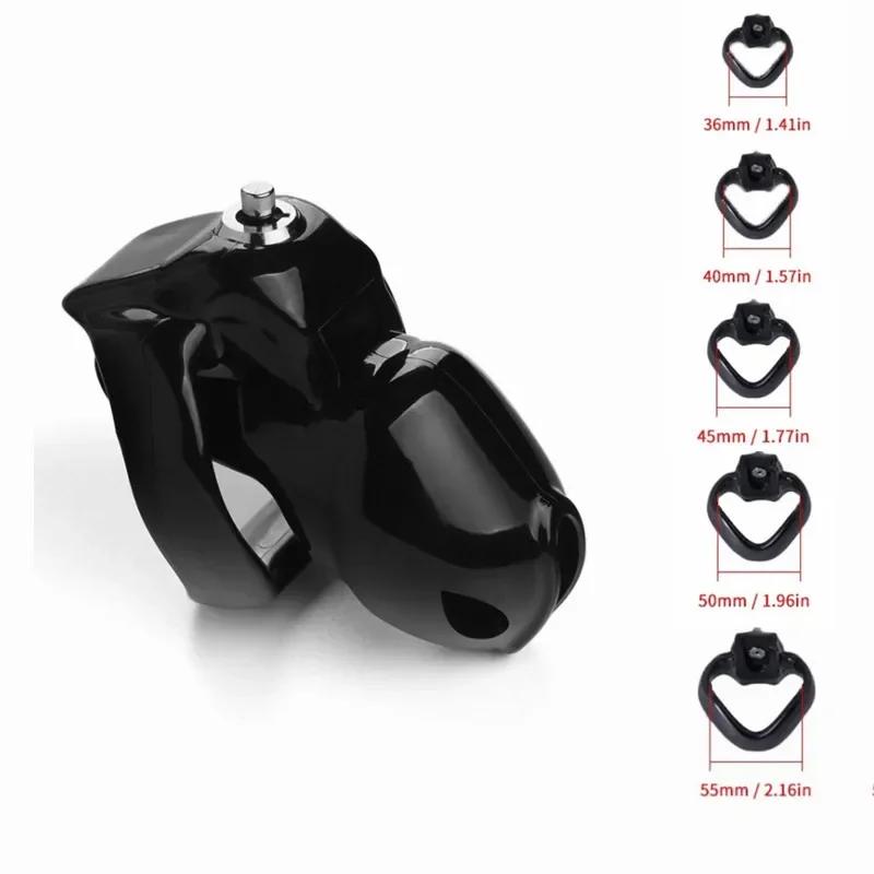 2025 New HT-V5 Chastity Cage Set with 36/40/45/50/55mm Size Penis Rings for Men Bondage Training Device Cock Lock Fetish Sex Toy