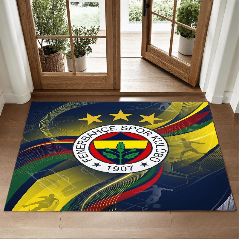 Fenerbahçe FC Design Crystal Velvet Rug Soft Decorative Mat for Bedroom Entrance