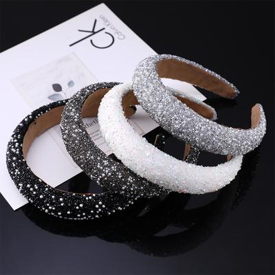 Luxuriöse Strass-Haarbänder für Damen Koreanische Mode Haar-Druck-Stirnband Kleine Perle Hochzeit Haarschmuck-Accessoires