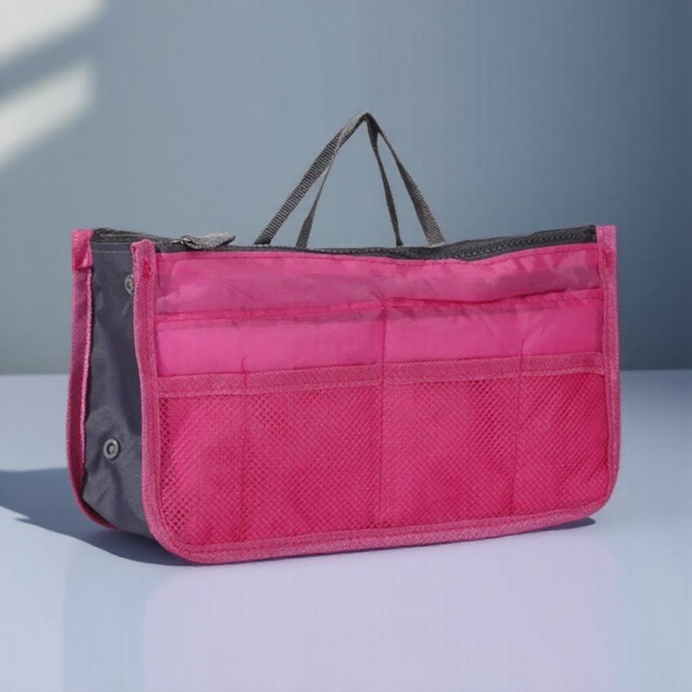 

Nylon Travel Handbag Organizer Insert Cosmetic Storage Bag for Women Travel Outings Practical Dual Purse with Multiple Pockets розы красного