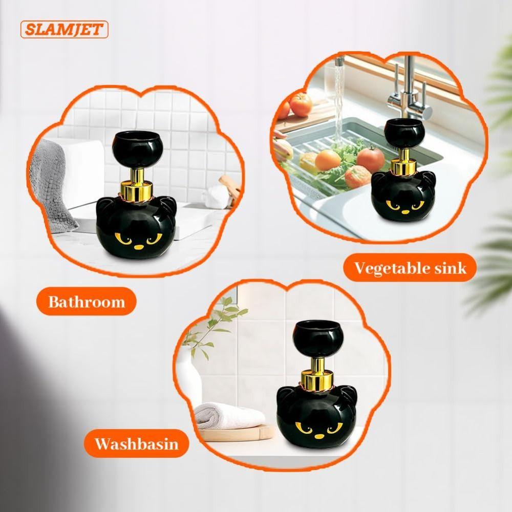 Large Capacity Cat Paw Foam Soap Dispenser Paw-Shaped Black Foaming Pump Bottles