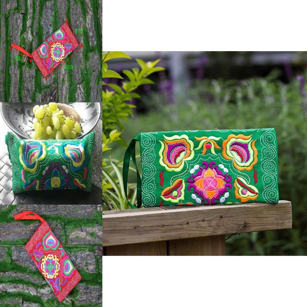 Women Ethnic Handmade Embroidered Wristlet Clutch Bag Vintage Purse Wallet With Elegant Detailing
