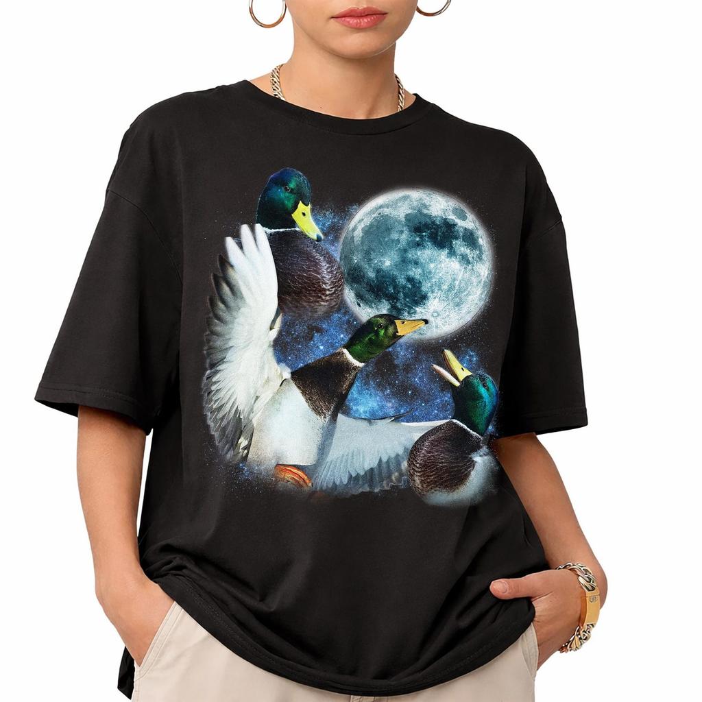 Three Mallard Ducks Moon T-Shirt, Retro Waterfowl Graphic Tee, Comfort Colors Duck Lover Shirt