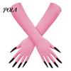Festival Performance Accessories 1 Pair Halloween Ghost Claw Gloves, Long Fingernail Witch Costume Outfit Essentials Accessory, Dark Party Prop