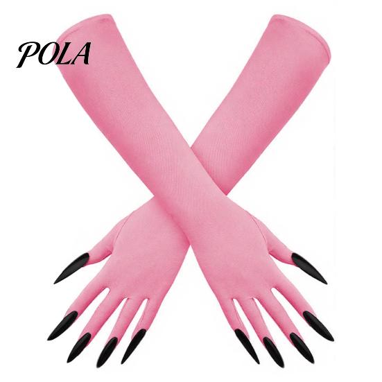 Festival Performance Accessories 1 Pair Halloween Ghost Claw Gloves, Long Fingernail Witch Costume Outfit Essentials Accessory, Dark Party Prop