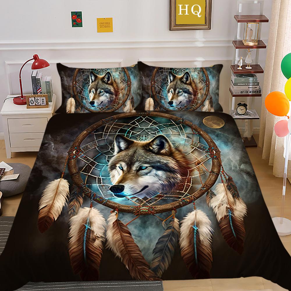 Bettbezüge Wolf Druck Polyester Twin Size Bettwäsche Kinder weiche hochwertige Heimbettwäsche