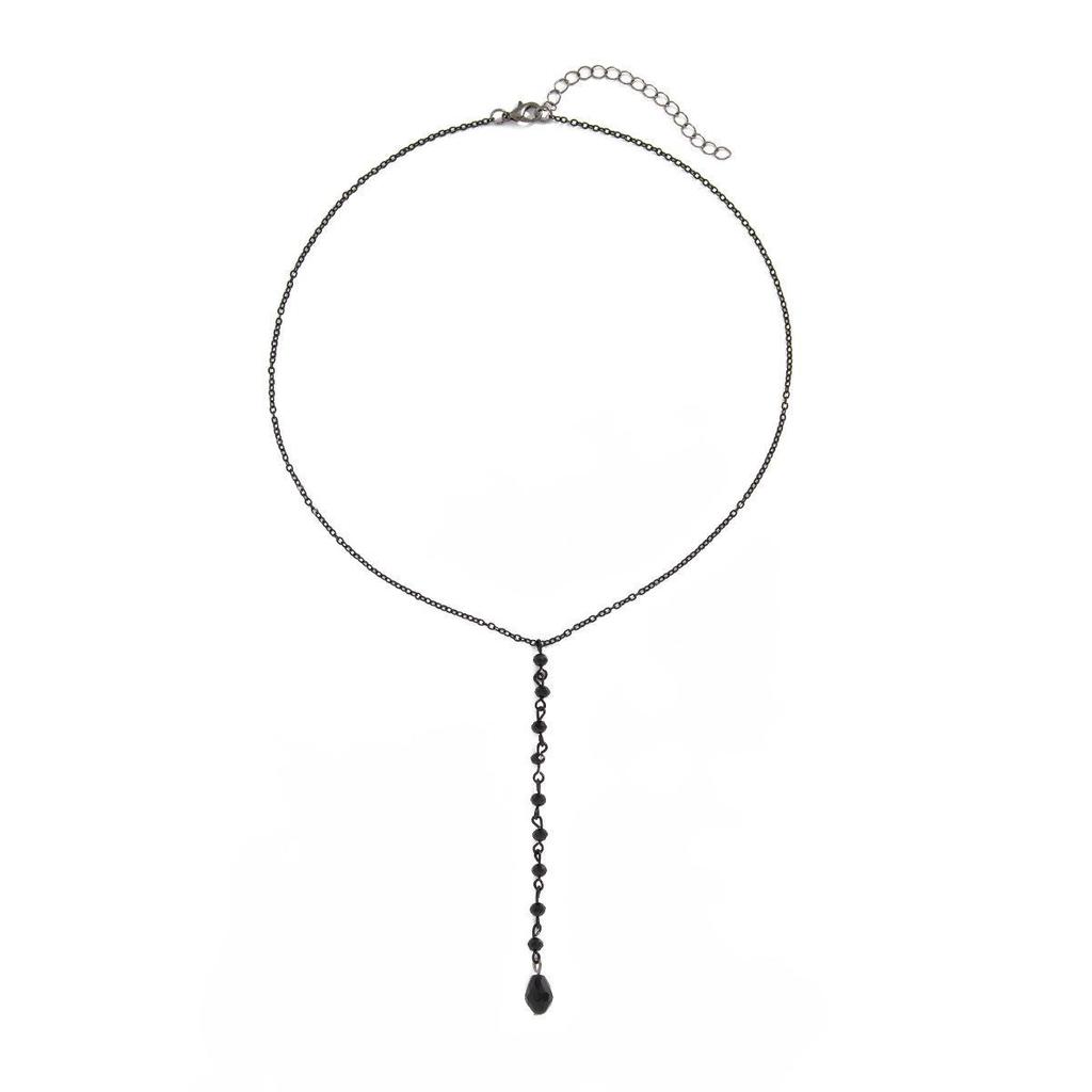 European & American Crescent Tassel Ruby Necklace: Halloween Crystal Drop Clavicle Chain