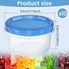 10Pcs Freezer Storage Container Plastic Small Food Container Stackable Travel Bottle Soup Bowl with Sealing Lid for Refrigerator
