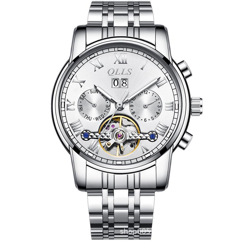 QLLS Men's Fashion Automatic Luminous Waterproof Skeleton Wristwatch - Business Casual Style