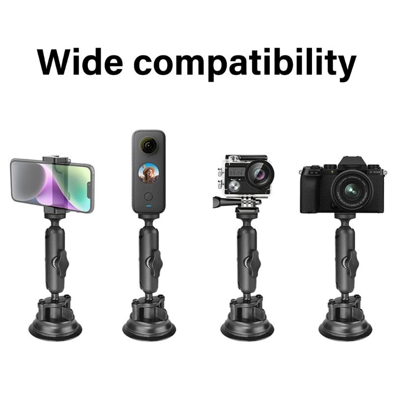 High Stability Car Window Camera Mount with 1/4" Screw 360 Degree Rotation Suction Cup for Sports Cameras Accessories