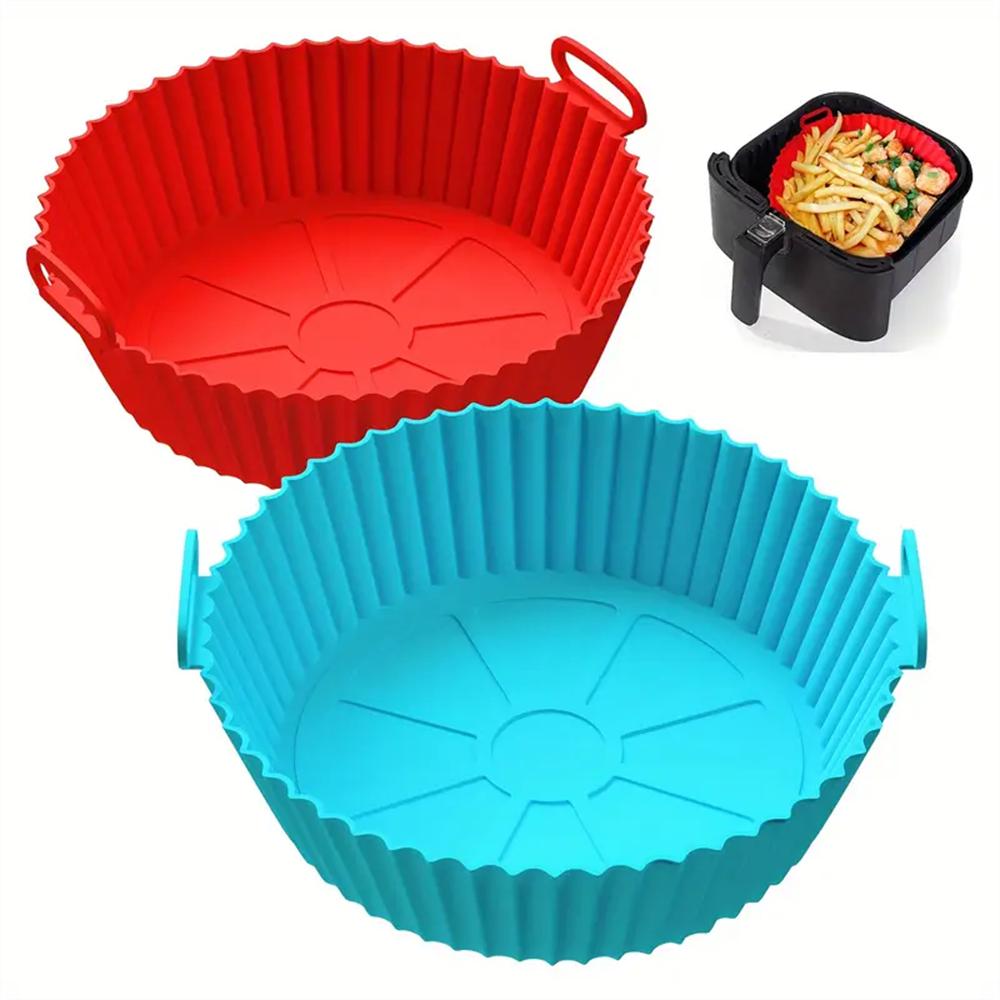 Air Fryer Silicone Baking Tray, Air Fryer Silicone Pot,Liners, Reusable Non-Stick Basket, Food Grade Silicone BPA Free