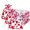 20pcs Love Heart Valentine's Day Gift Bag Drawstring Bronzing Gift Bag Mesh Candy Pouches  Wedding
