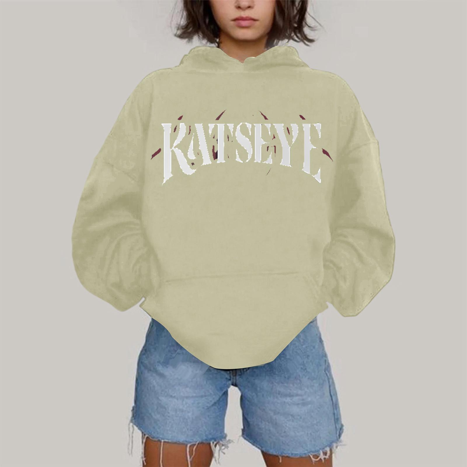 

Женская модная повседневная толстовка с капюшоном, длинным рукавом и принтом XL