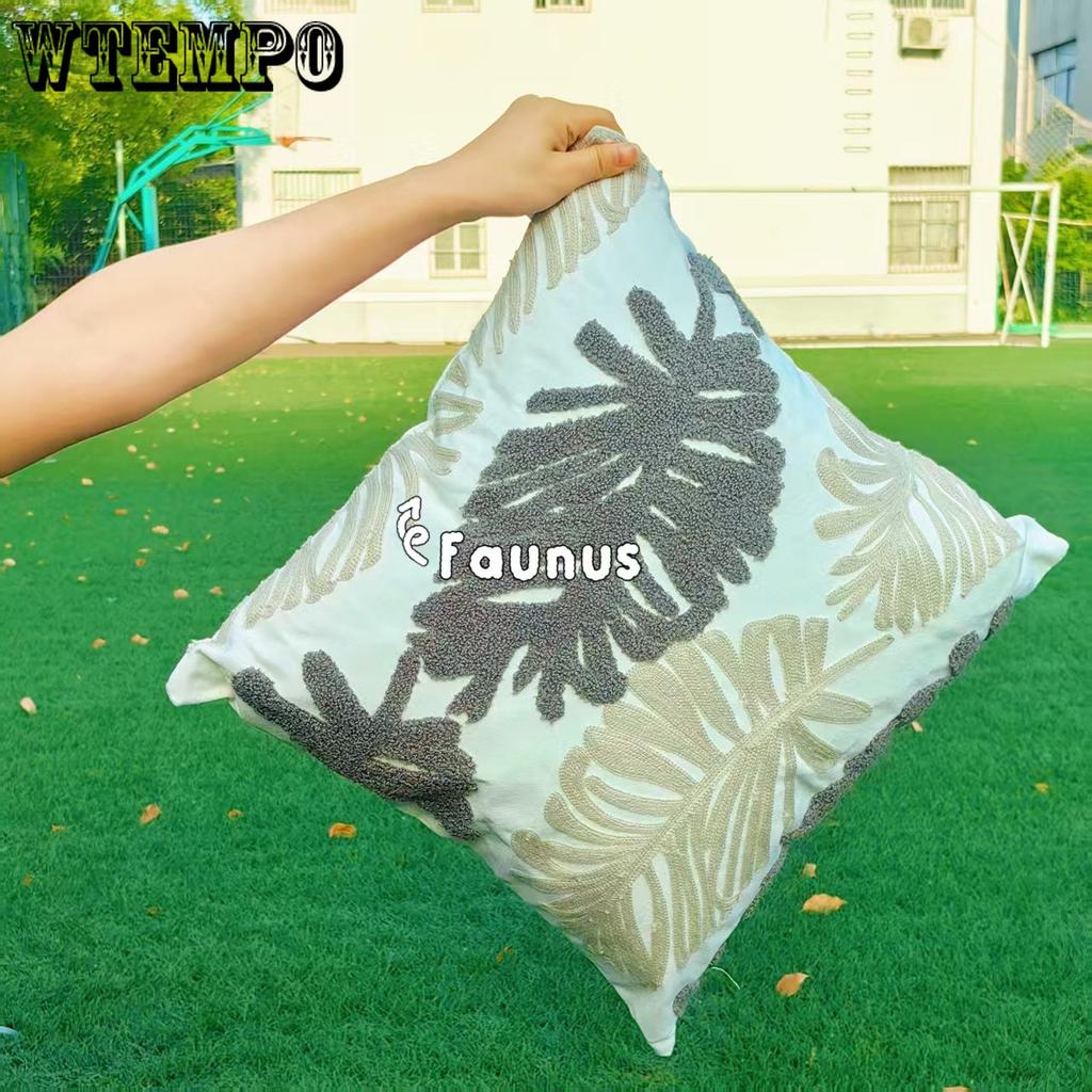 WTEMPO Green Leaf Sunflower Living Room Sofa Embroidery Cushion Throw Pillowcase