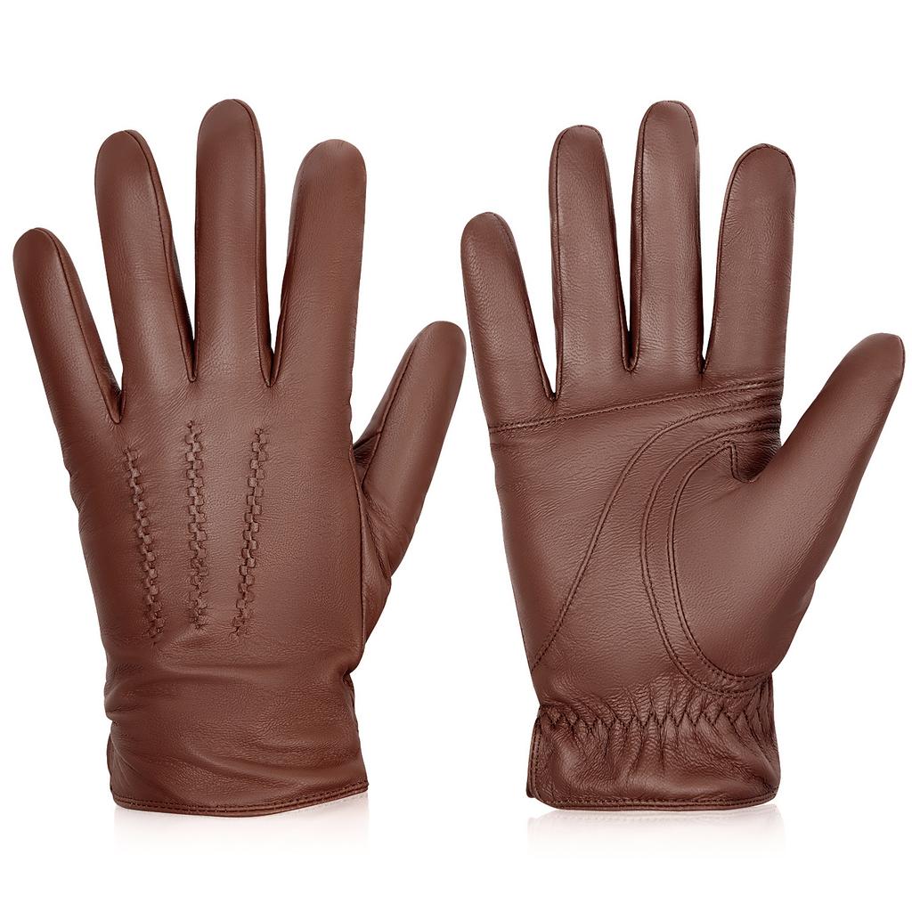 Gants en Cuir Véritable Peau de Mouton Hommes Femmes Hiver Chaud Doublure Cachemire Écran Tactile Gants de Sport pour Course à Pied Vélo Ski Conduite