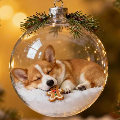 Christmas Ball Ornaments Shatterproof Hangable Decoration Transparent Dog Balls For Tree For Shopping Mall Bedroom Window Store