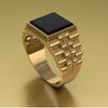 Luxury Jewelry Direct Sales New Men's Ring, Gold-plated with Black Square Gemstone Men's Ring