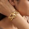 Grote Krab Roestvrij Staal Manchet Armband voor Vrouwen Elegante Holle Bladeren Brede Open Armband Zomer Mode Sieraden Cadeau