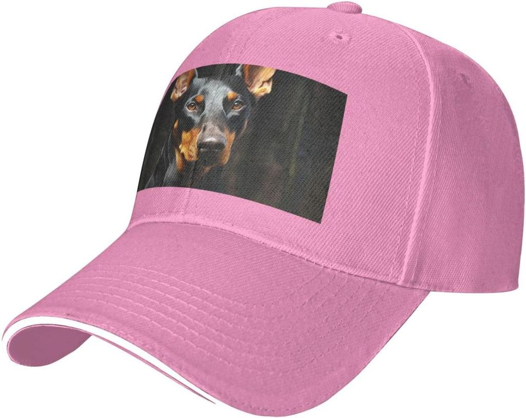 Doberman Print Baseball Cap Adjustable Polyester Casual Outdoor Golf Dad Hat Unisex