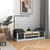 Exterior terrestrial turtle house, turtle enclosure with 2 compartments, adjustable lamp stand, solid wood, 120 x 56.5 x 43 cm, gray