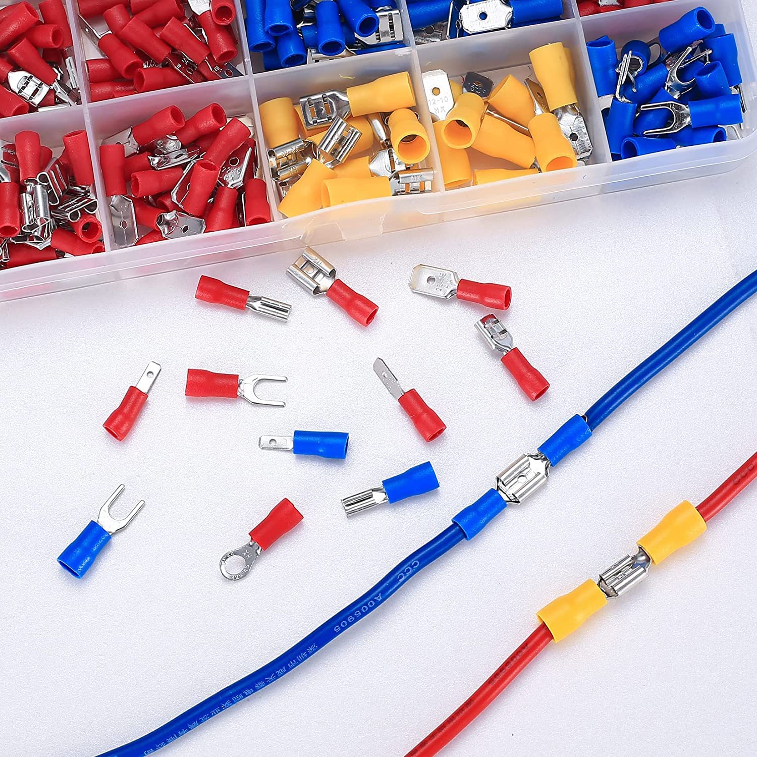 

480/300/280PCS Insulated Cable Connector Electrical Wire Crimp Spade Butt Ring Fork Set Ring Lugs Rolled Terminals Assorted Kit