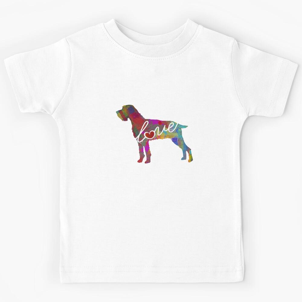German Wirehaired Pointer Love - A Bright and Colorful Watercolor Style Gift Kids T-Shirt 110