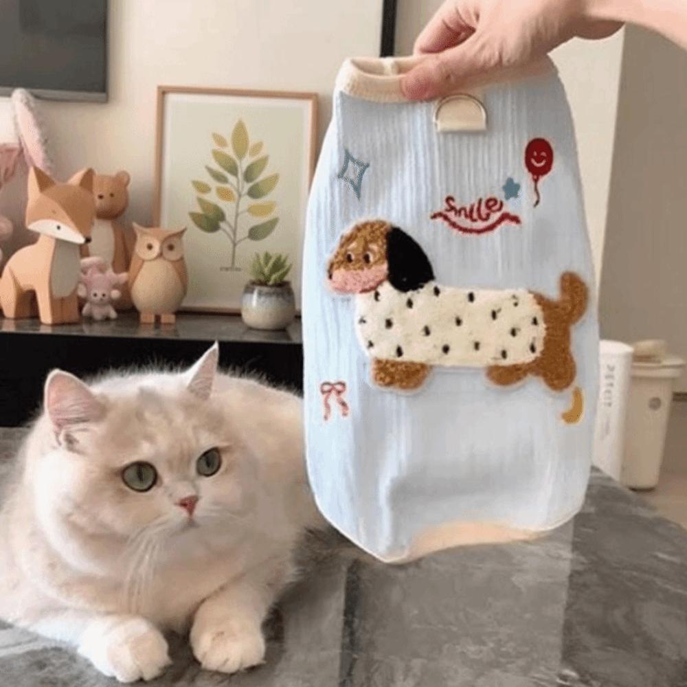 

Dachshund Pattern Puppy Vest Breathable Pet Clothing New Cat Clothes for Small Dogs синій