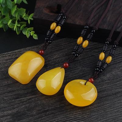 BLINGBAY Women's Pendant Necklace New All-over-the-air Imitation Wax Amber Pendant Sweater Chain Long Necklace Chain Girls Party Jewelry Gifts