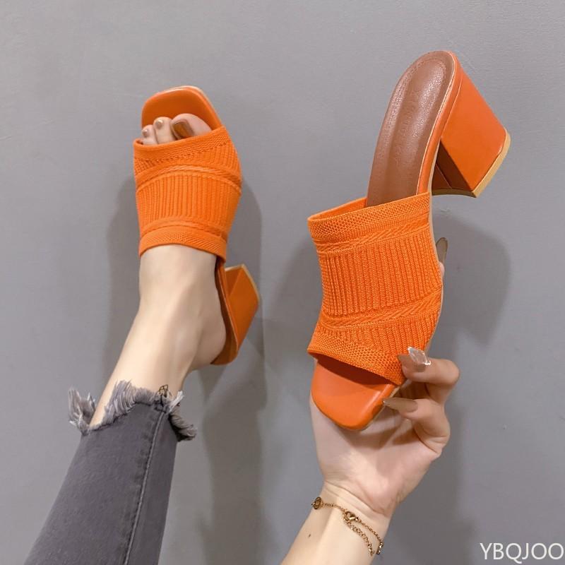 

2025 новые тапочки Модные удобные сетчатые туфли Повседневные нескользящие крутые тапочки Уличная обувь с открытым носком и рыбьим ртом Zapatos 42 оранжевый
