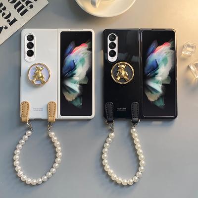 Luxury For Samsung Galaxy Z Fold 2 3 5g Case Crossbody Bear Stand Screen Protector Cover For Samsung Z Fold 3 2 W21 W2020 Case