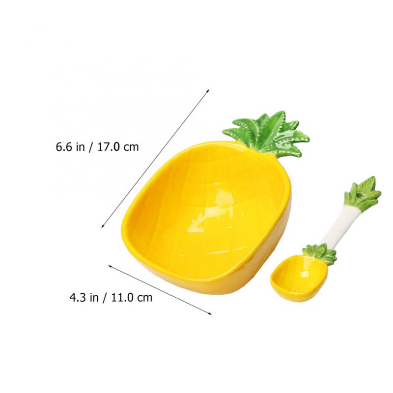 Pineapple Salad Bowl Ceramic Kid Rice Bowl With Spoon 300ml