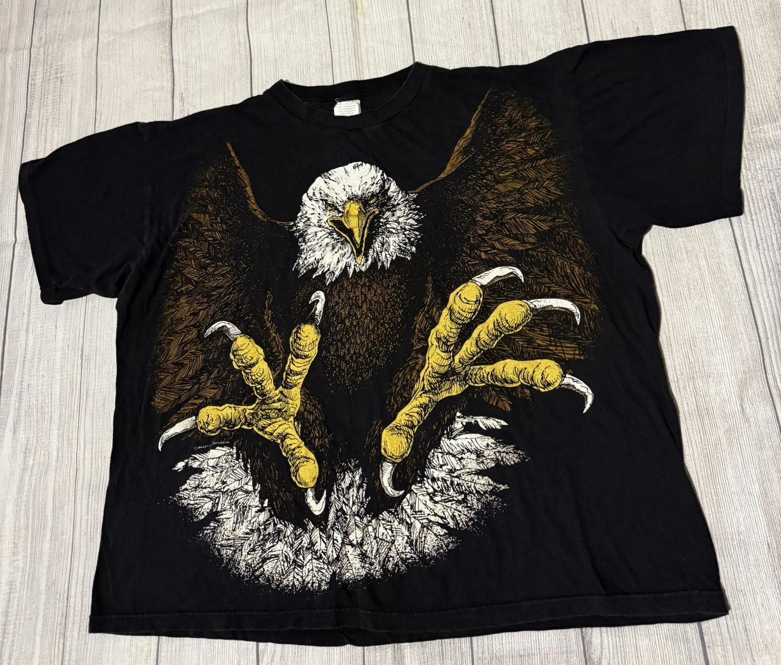 

Vintage Brazos Sportswear Eagle Graphic Shirt 2 Dual Sided Size XXL Rare 90s S