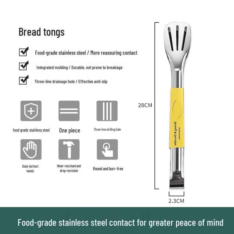High-Temp Resistant Silicone Stainless Steel Kitchen Tongs for Frying and Cooking
