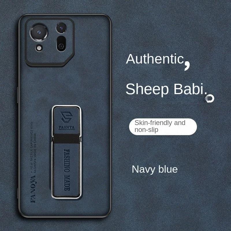 

Чехол для телефона Skinsheep Leather для Asus ROG Phone 9 Pro 9Pro, противоударный матовый силиконовый бампер, магнитная подставка, чехол для ROG Phone9Pro, невидимый кронштейн ROG Phone 9Pro синий