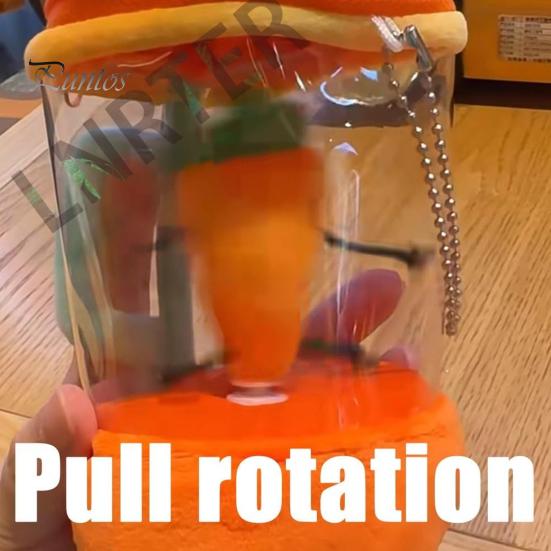 Jouet en peluche pour mixeur de carottes, jouet amusant et rotatif avec cordon de serrage, 15 cm, presse-agrumes interactif à remonter, pour garçons et filles