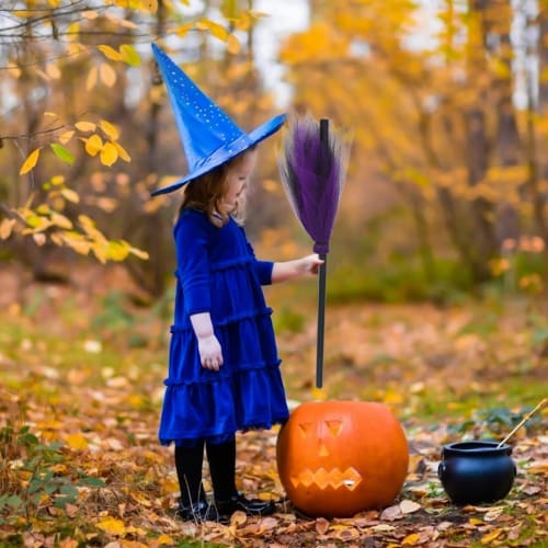 LALAFINA Halloween Witch Broom Costume for Kids, Party Props, Wizard Props, Dress Up, Masquerade Show, Lightweight (Random Color)