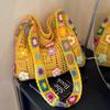 New Large Capacity Women Shoulder Bag Boho Floral Crochet Handbag Vintage Hollow Out Knitted Tote Bag