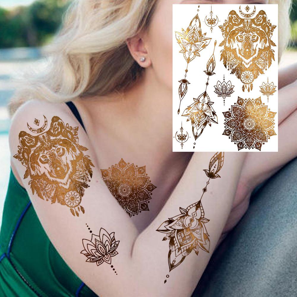 Nuevas Pegatinas Temporales de Tatuaje con Estampado en Caliente de Henna Transfronterizas para Mano, Pie y Brazo