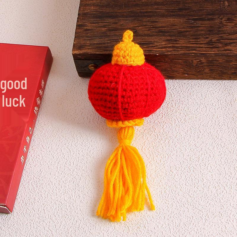 Charming Crochet Fruit Keychain: Persimmon & Strawberry Wool Pendants