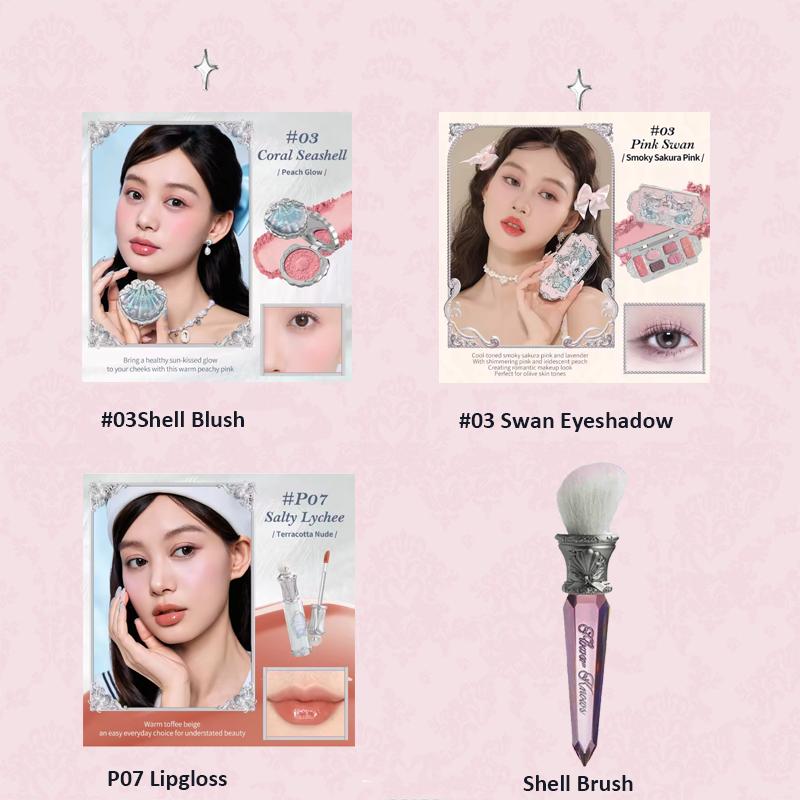 Flowerknows Free Combination Makeup 4pcs Set Lip Mud Highlighter Powder Blusher Eye Shadow Professional Makeup Gift For Girl