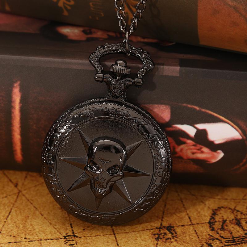 1 шт. модные классические черные мужские часы с кварцевым ожерельем и подвеской — фото 3