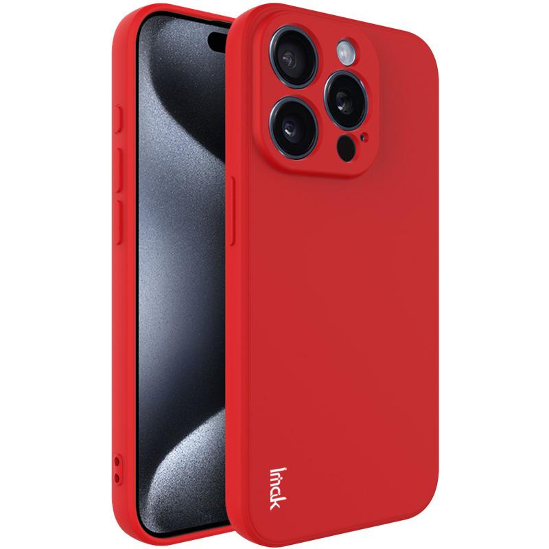

IMAK UC-4 Series for iPhone 15 Pro Case Straight Edge Flexible TPU Phone Cover Red