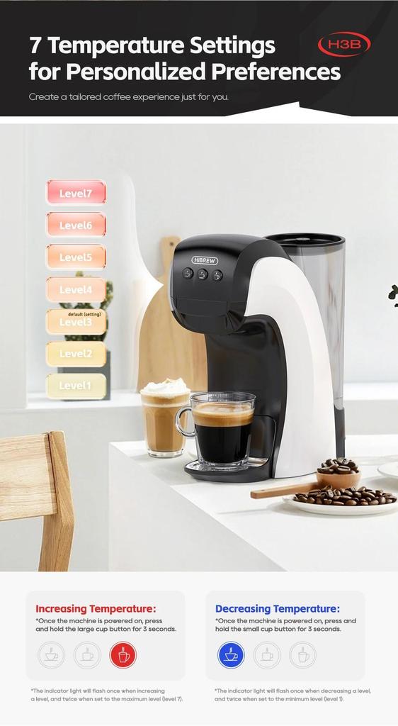 HiBREW Multifunctional 3 In 1 Multiple Capsule Coffee Maker Full Automatic With Hot & Cold Mode 19Bar
