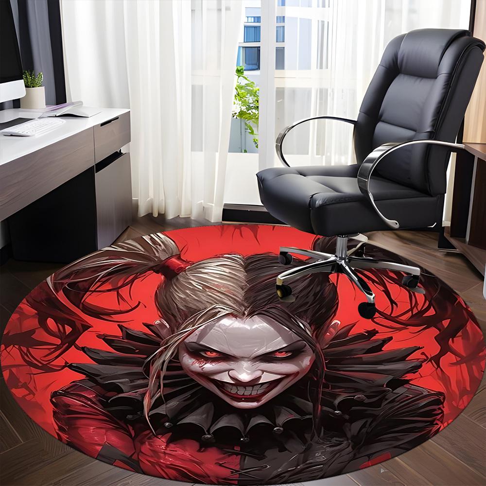 1pz Tappeto Rotondo Joker Clown per Ufficio, Sotto Sedie da Ufficio Camera da Letto Soggiorno Decorazione per la Casa, Decorazione Stanza, Disponibile in Varie Misure